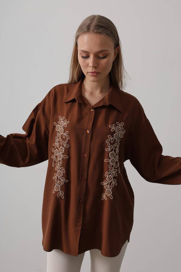 Bead Embroidery Detailed Long Shirt