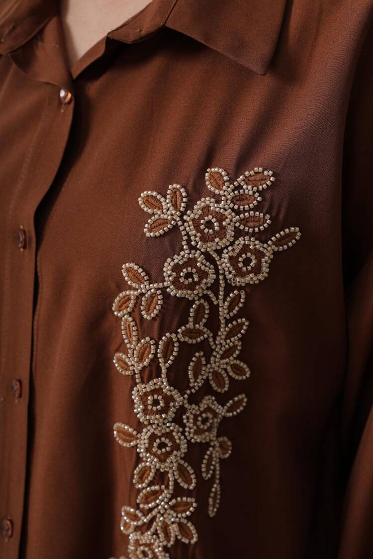 Bead Embroidery Detailed Long Shirt