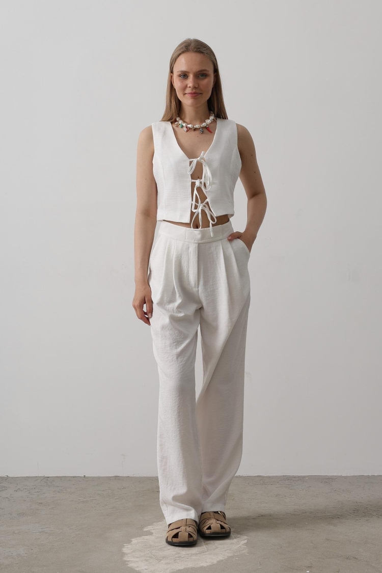 Tie Up Vest - Reyon - Globality Store - Women Clothes Wholesale Turkey