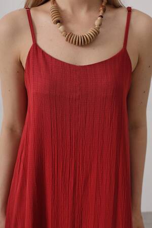 Long Bell Dress With Straps - Burgundy - Brand: Reyon - Women's Clothing Wholesale - Globality Store