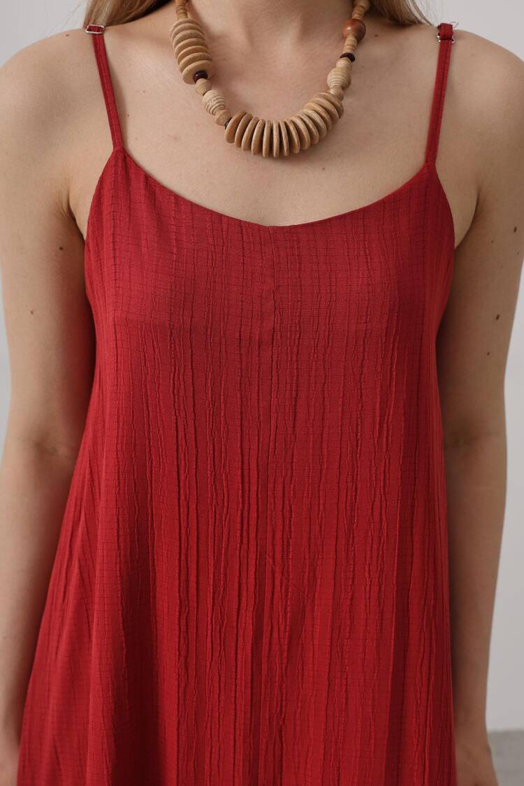 Long Bell Dress With Straps - Burgundy