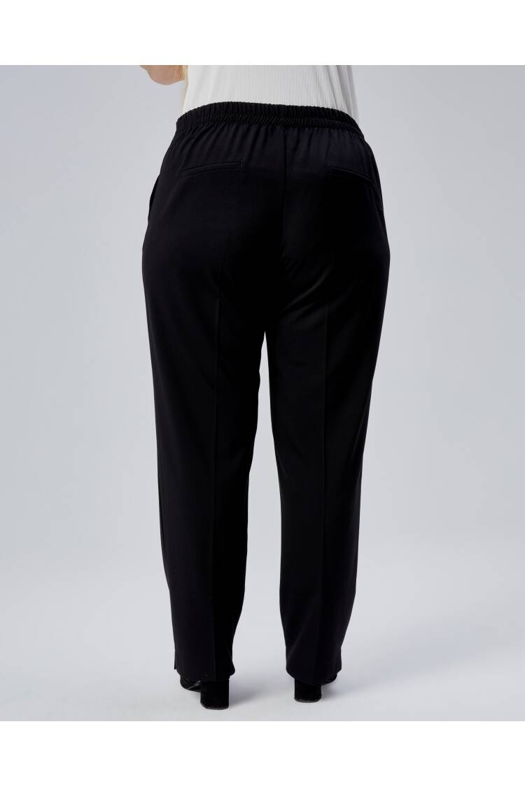 Decorative Buttoned Back Waist Elastic Plus Size Pants