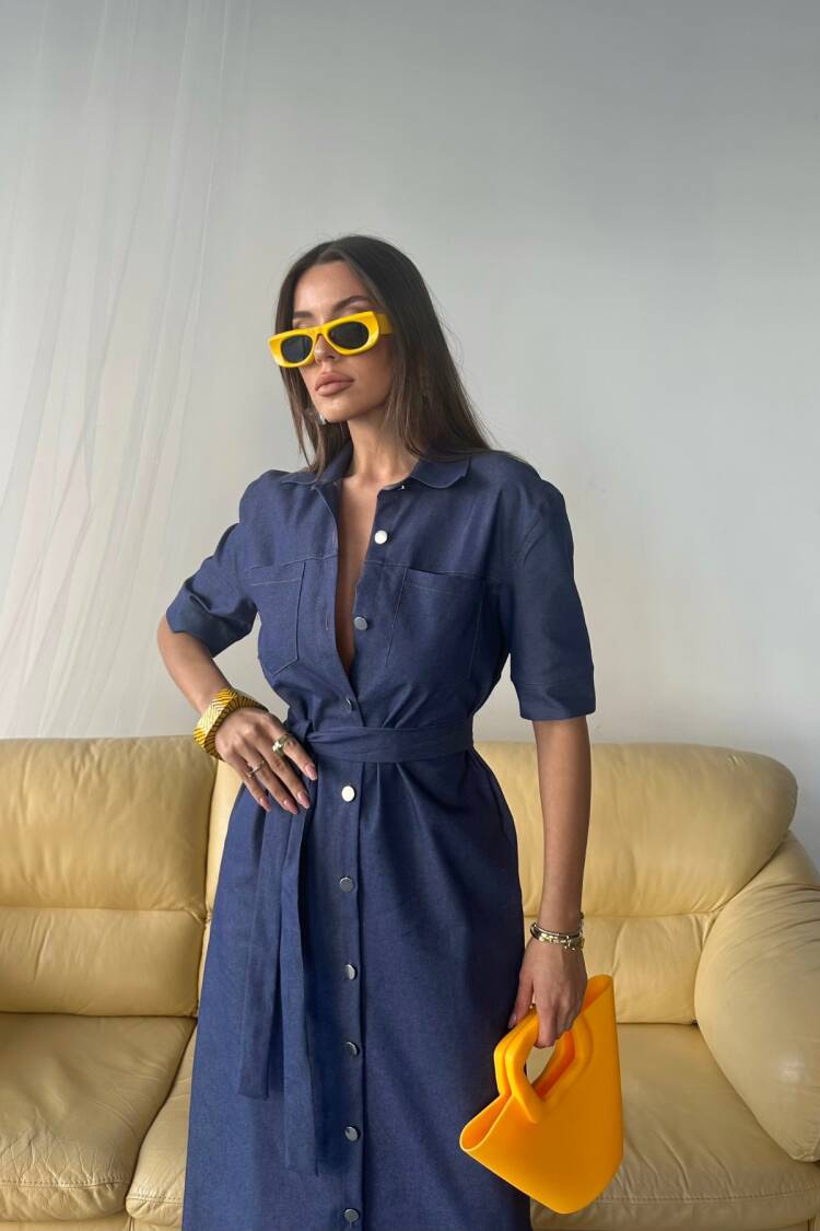Tencel Front Buttoned Short Sleeve Dress