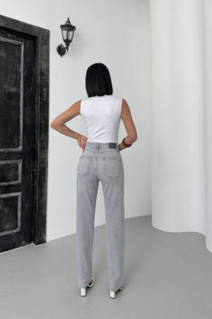 High Waist Pipe Cut Light Gray Jeans - LACARINO - Globality Store - Women Clothes Wholesale Turkey