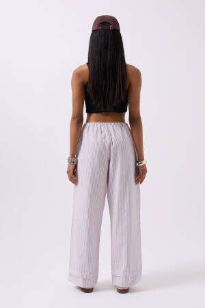 Striped Waist Elastic Pants - Black Fashion - Globality Store - Women Clothes Wholesale Turkey