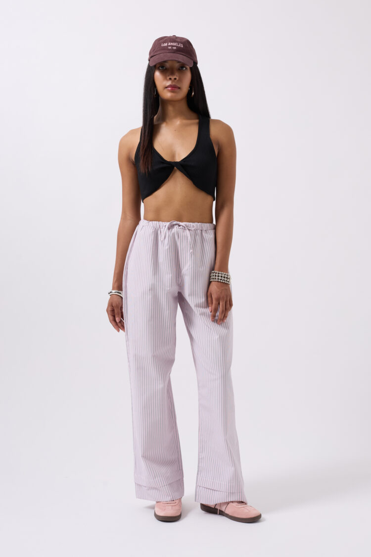 Striped Waist Elastic Pants