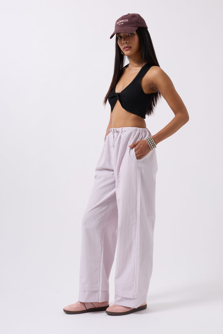 Striped Waist Elastic Pants - Black Fashion - Globality Store - Women Clothes Wholesale Turkey