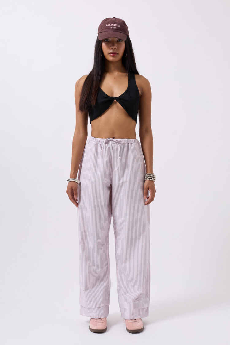 Striped Waist Elastic Pants