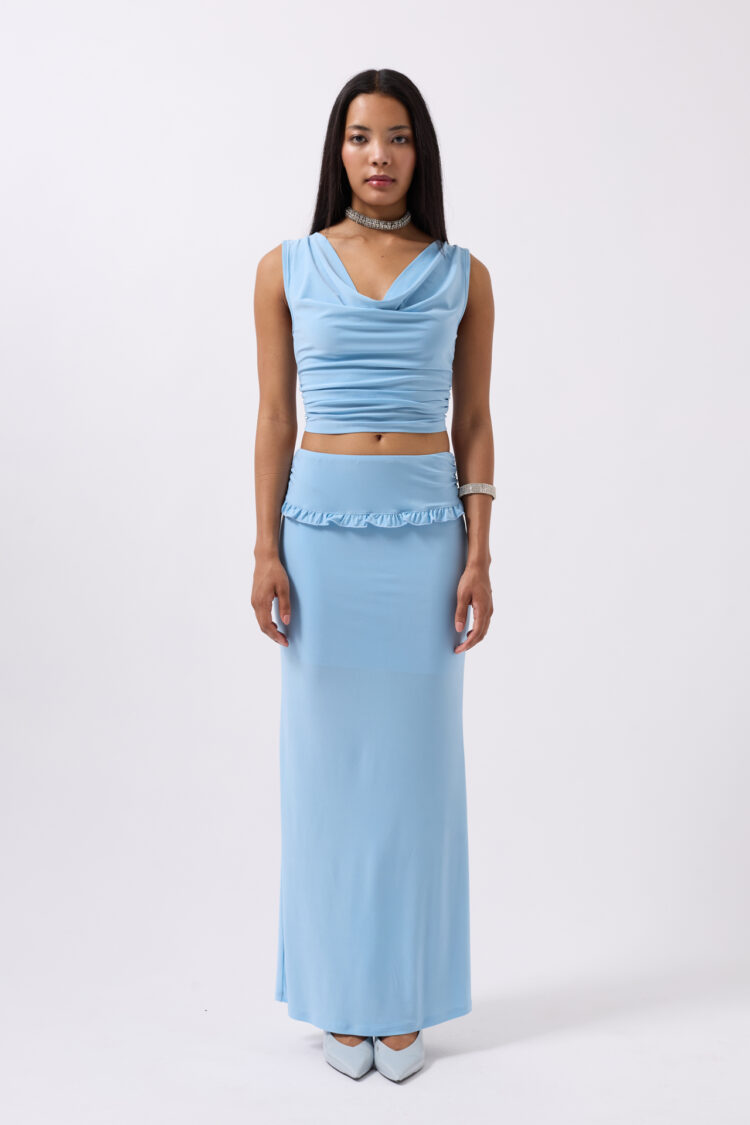 Folding Waist Detail Maxi Skirt