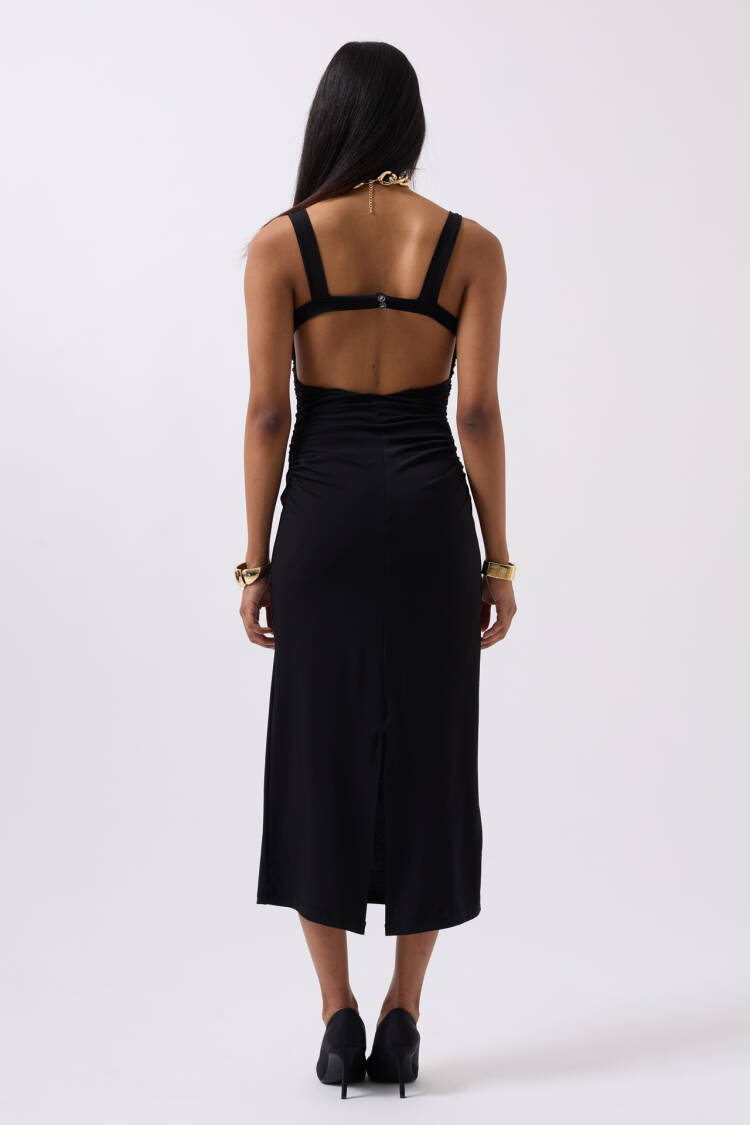 Slit Detail Back Neckline Dress