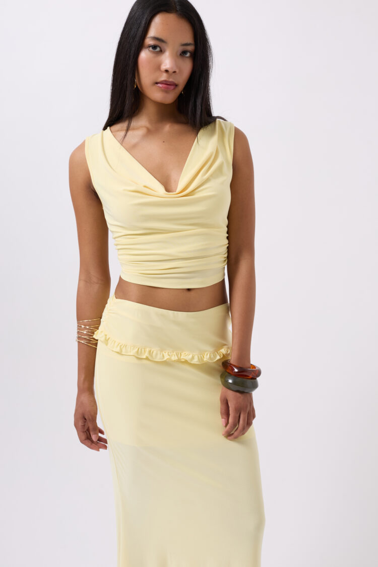 Folding Waist Detail Maxi Skirt