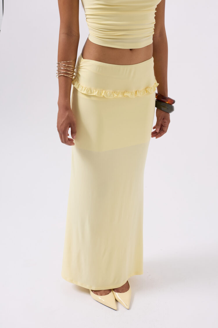 Folding Waist Detail Maxi Skirt