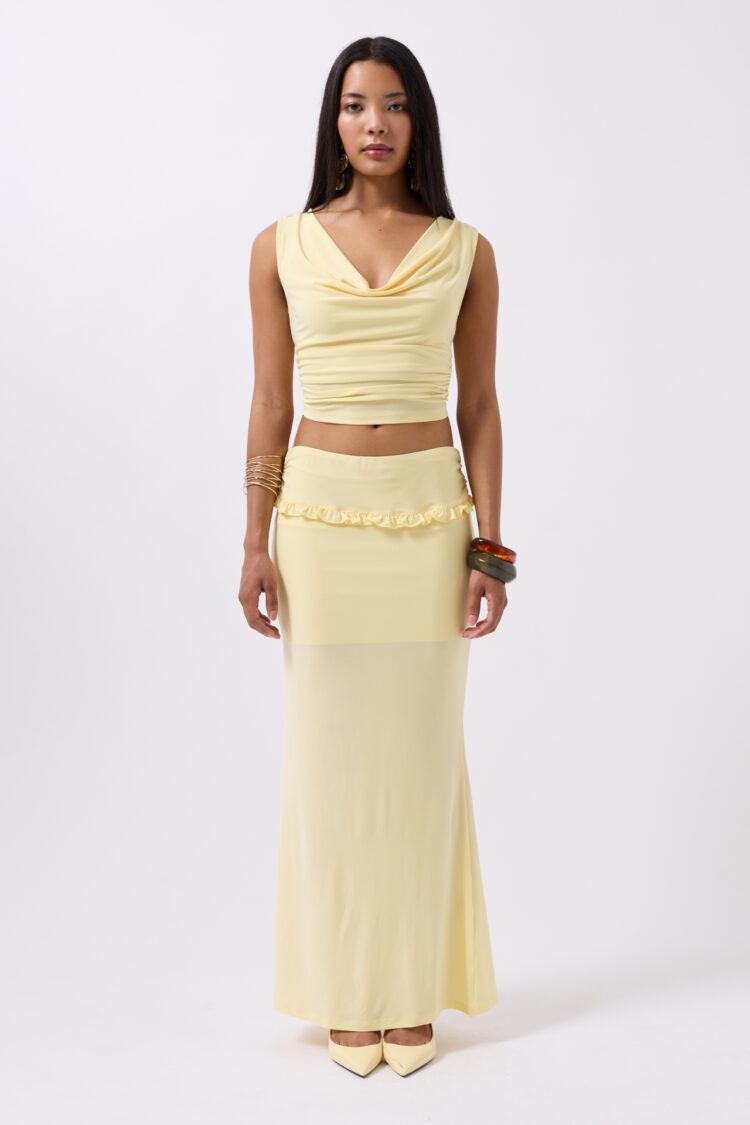 Folding Waist Detail Maxi Skirt