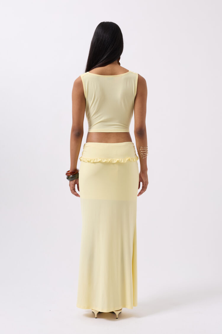 Folding Waist Detail Maxi Skirt