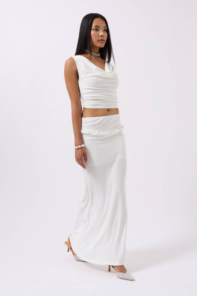 Folding Waist Detail Maxi Skirt