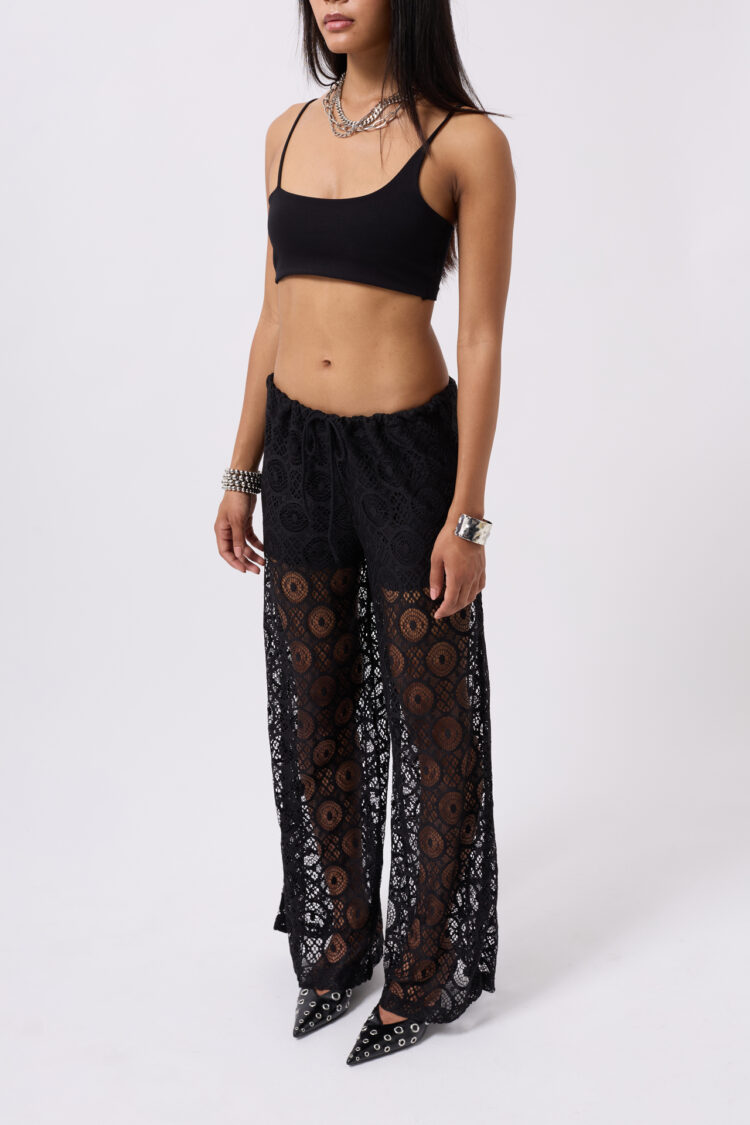 Lace Up Waist Pants - Black Fashion - Globality Store - Women Clothes Wholesale Turkey