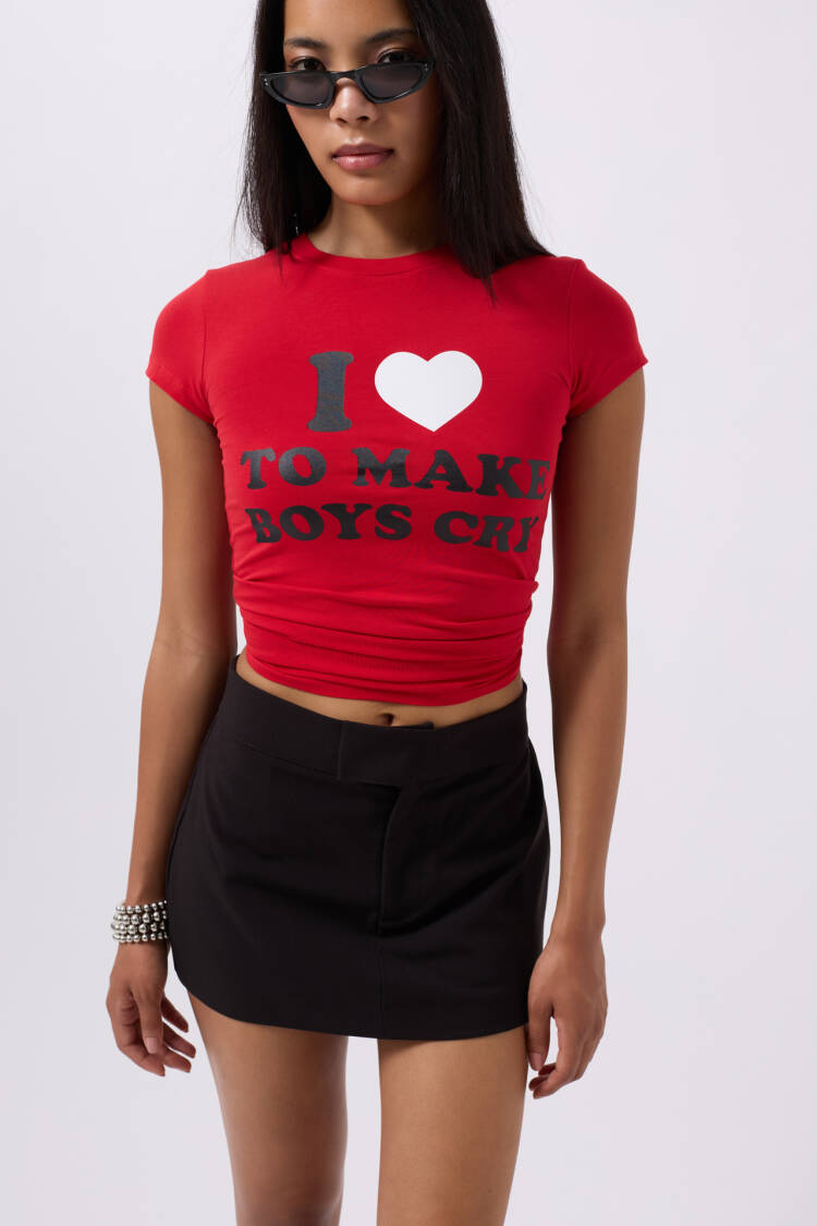 Embroidery Detail Printed Crop T-shirt - Brand: Black Fashion - Women's Clothing Wholesale - Globality Store