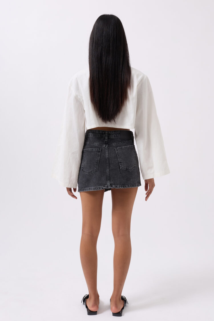 Asymmetric Waist Denim Mini Skirt