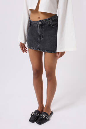 Asymmetric Waist Denim Mini Skirt - Brand: Black Fashion - Women's Clothing Wholesale - Globality Store