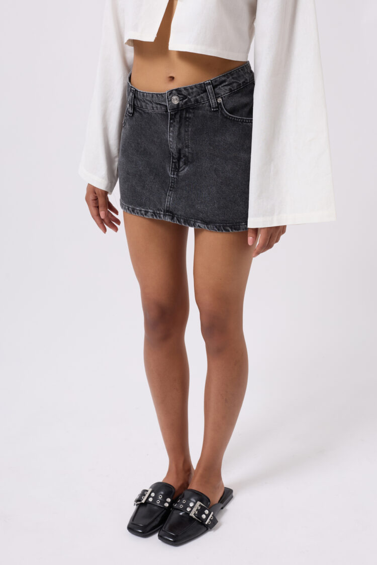 Asymmetric Waist Denim Mini Skirt