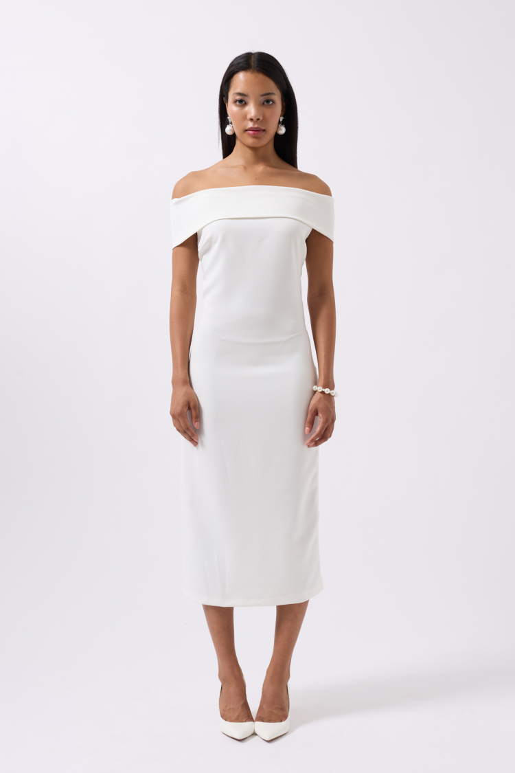 Shoulder Folding Detail Maxi Dress