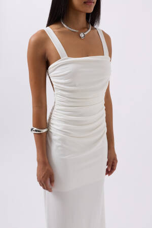 Slit Detail Back Neckline Dress - Black Fashion - Globality Store - Women Clothes Wholesale Turkey