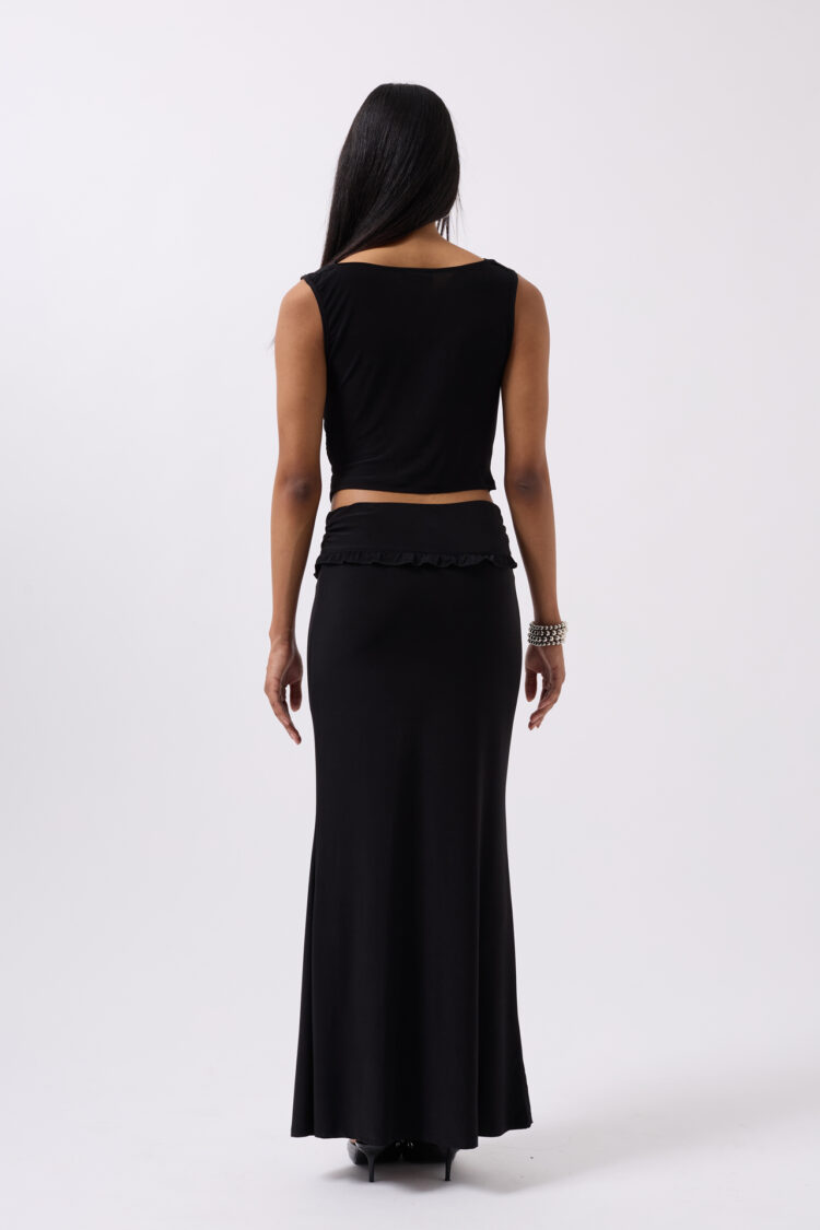 Folding Waist Detail Maxi Skirt