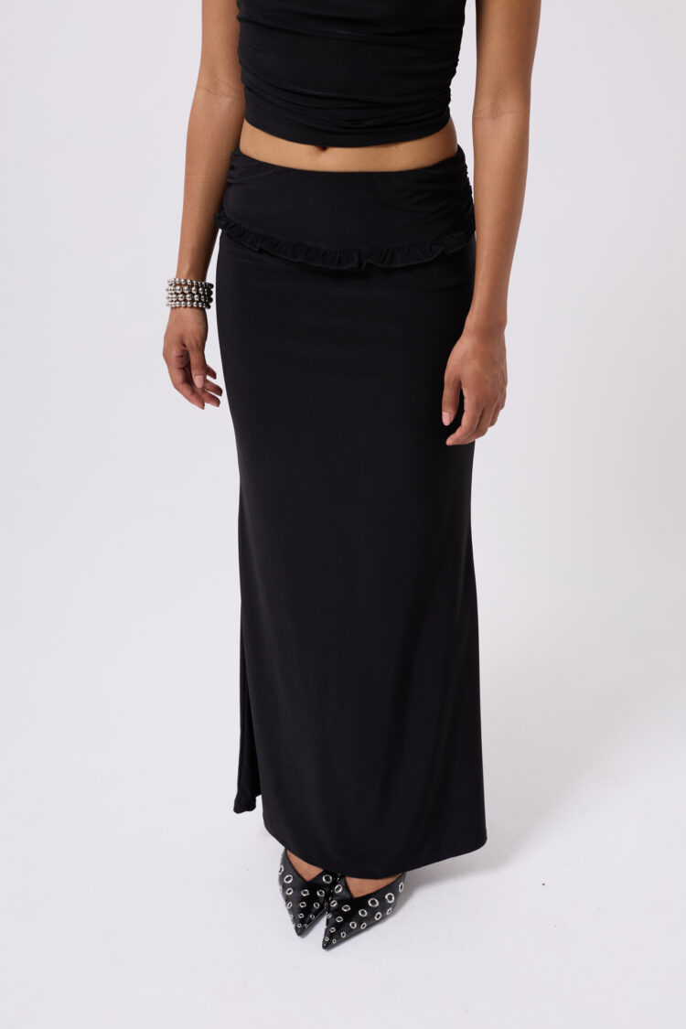 Folding Waist Detail Maxi Skirt