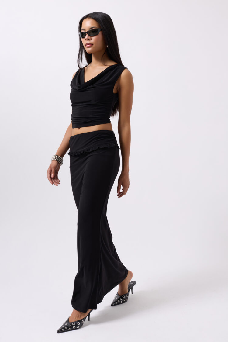 Folding Waist Detail Maxi Skirt - Brand: Black Fashion - Women's Clothing Wholesale - Globality Store