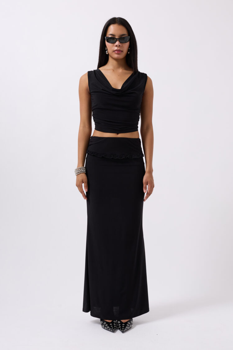 Folding Waist Detail Maxi Skirt