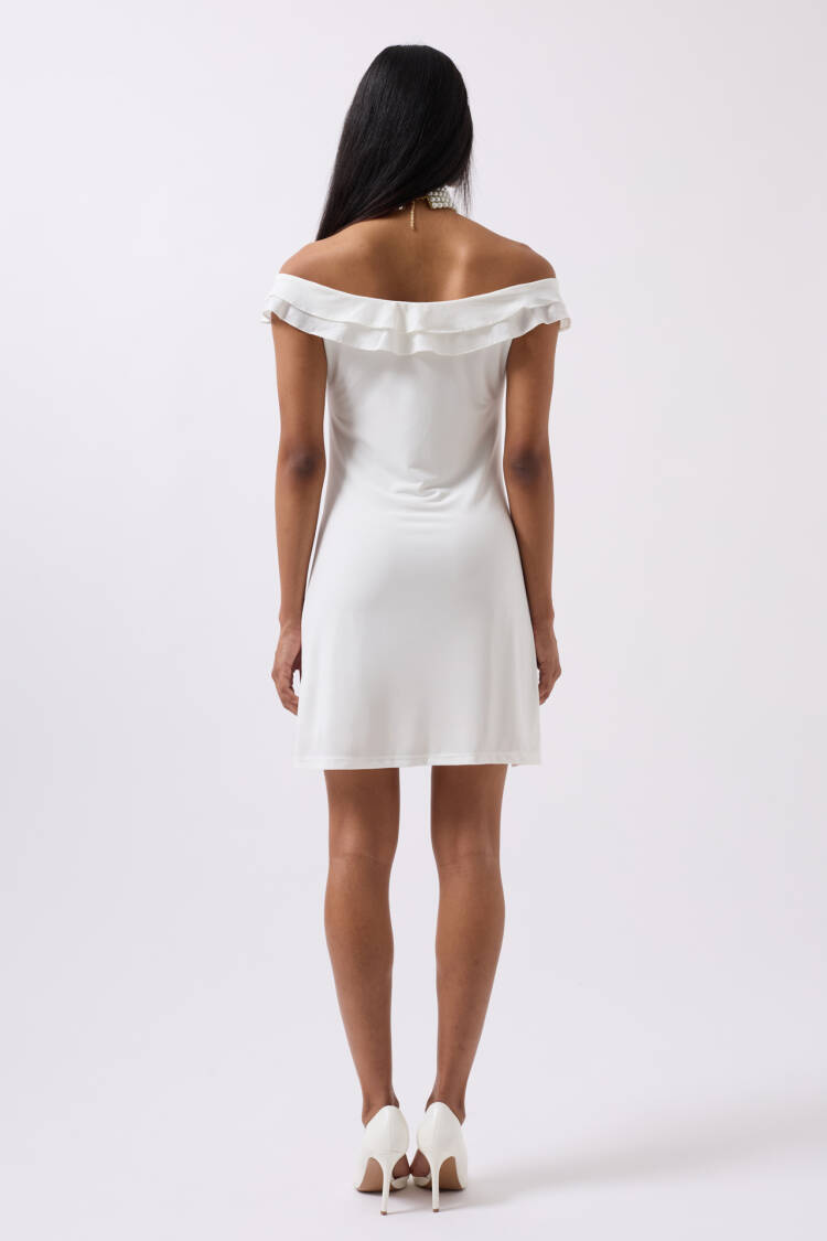 Ruffle Detail Shoulder Strap Mini Dress