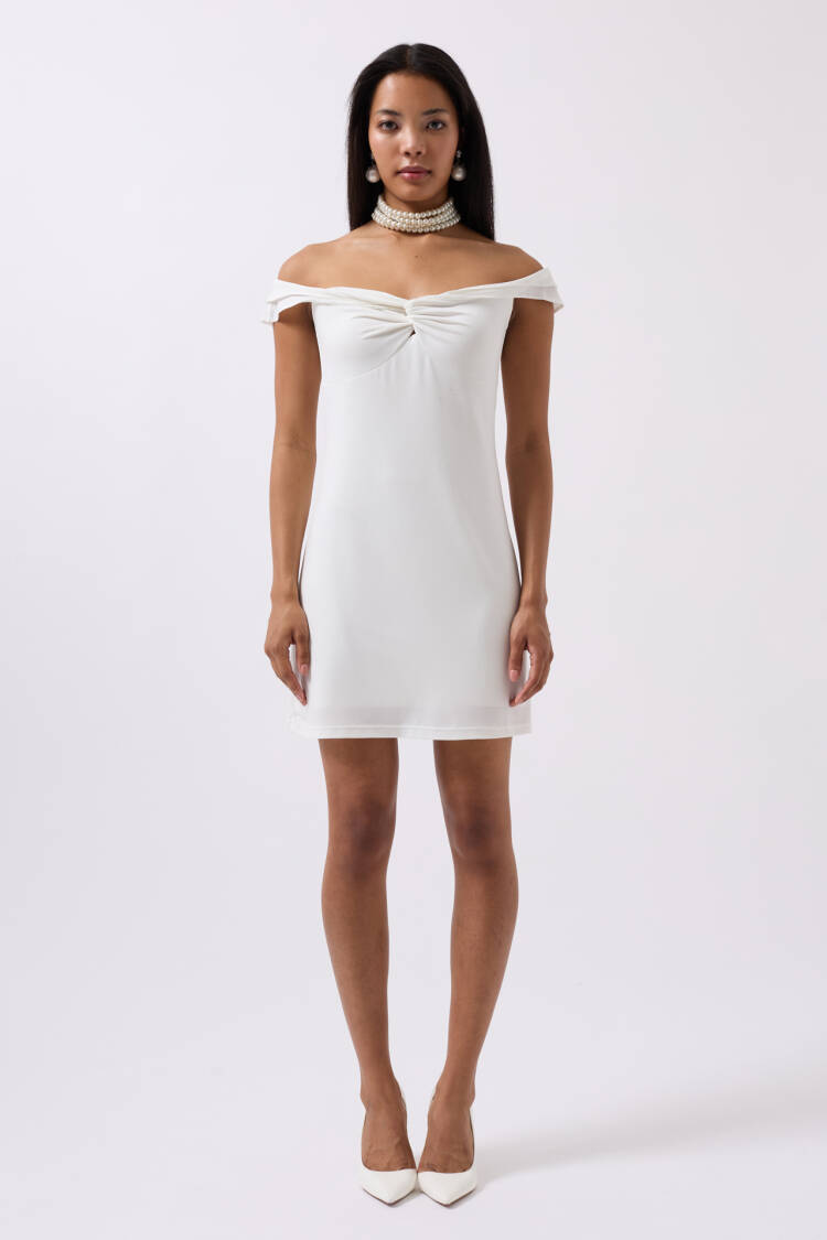 Ruffle Detail Shoulder Strap Mini Dress