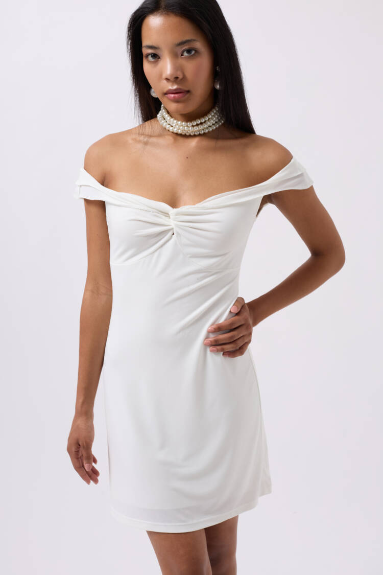 Ruffle Detail Shoulder Strap Mini Dress