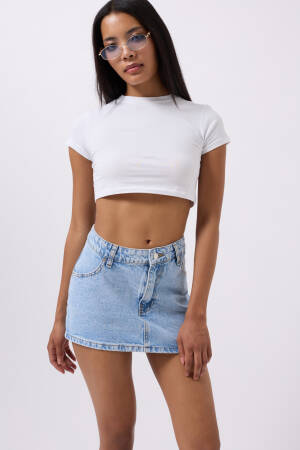 Asymmetric Waist Denim Mini Skirt - Brand: Black Fashion - Women's Clothing Wholesale - Globality Store