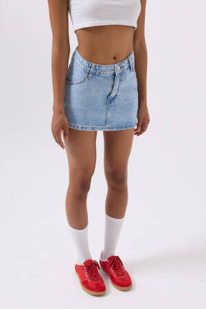 Asymmetric Waist Denim Mini Skirt - Brand: Black Fashion - Women's Clothing Wholesale - Globality Store