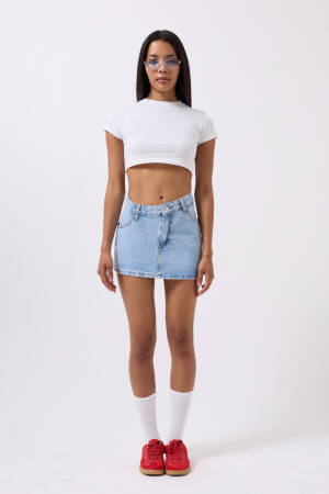 Asymmetric Waist Denim Mini Skirt - Brand: Black Fashion - Women's Clothing Wholesale - Globality Store