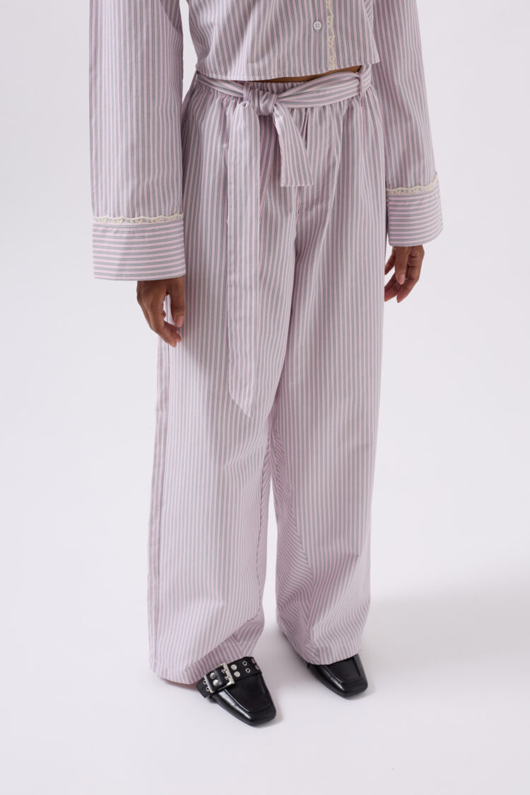 Belt Detail Striped Pants