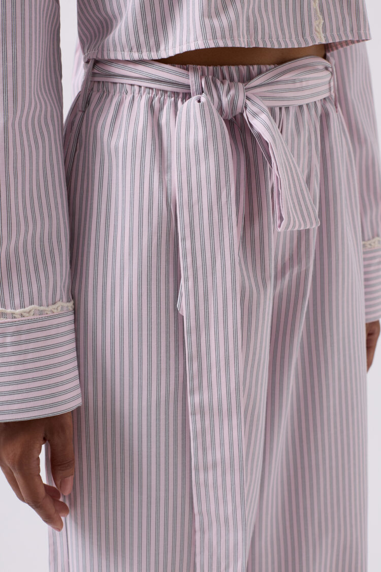 Belt Detail Striped Pants