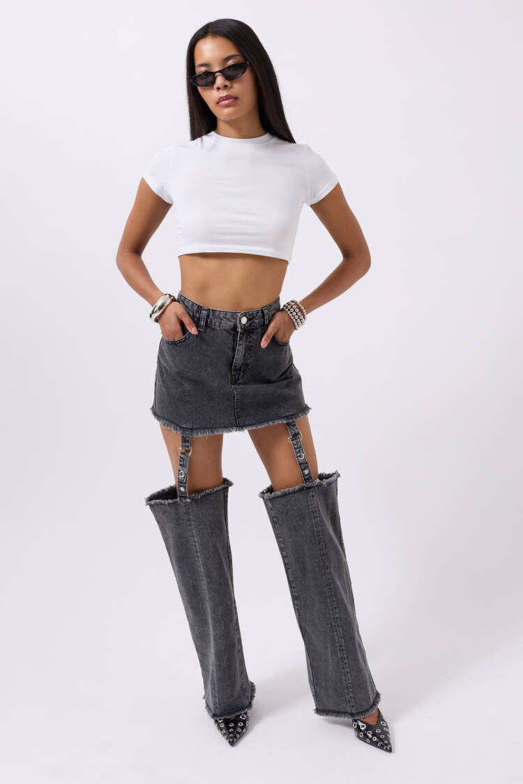 Leggings Detail High Waist Jean - Black Fashion - Globality Store - Women Clothes Wholesale Turkey