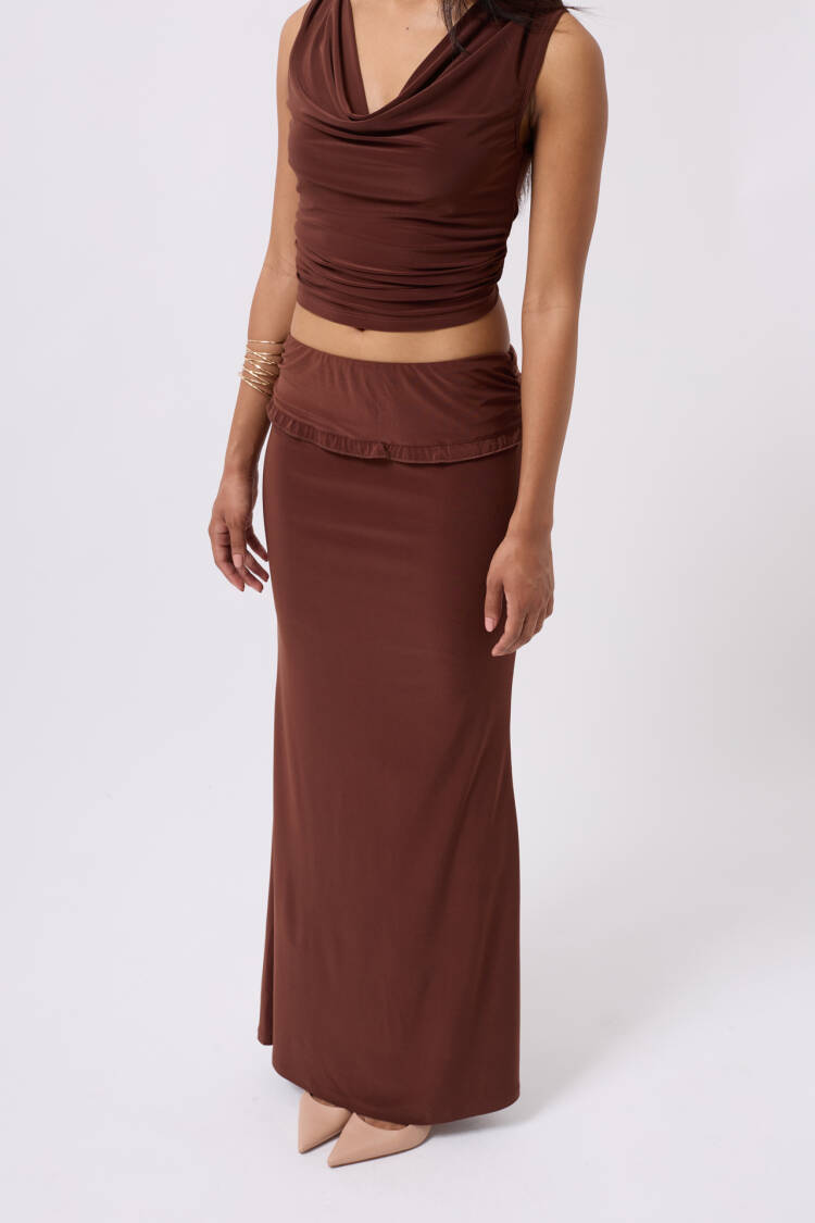 Folding Waist Detail Maxi Skirt