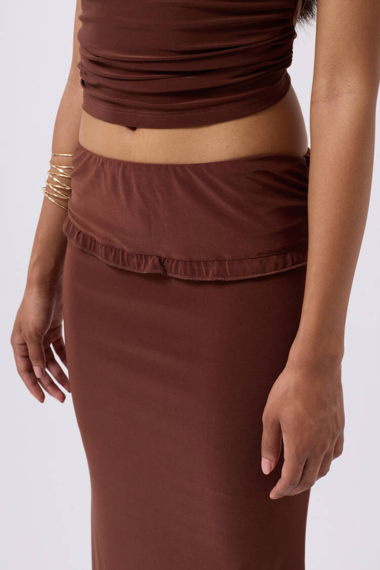 Folding Waist Detail Maxi Skirt