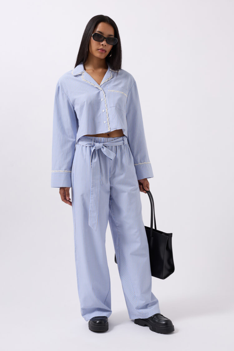 Belt Detail Striped Pants