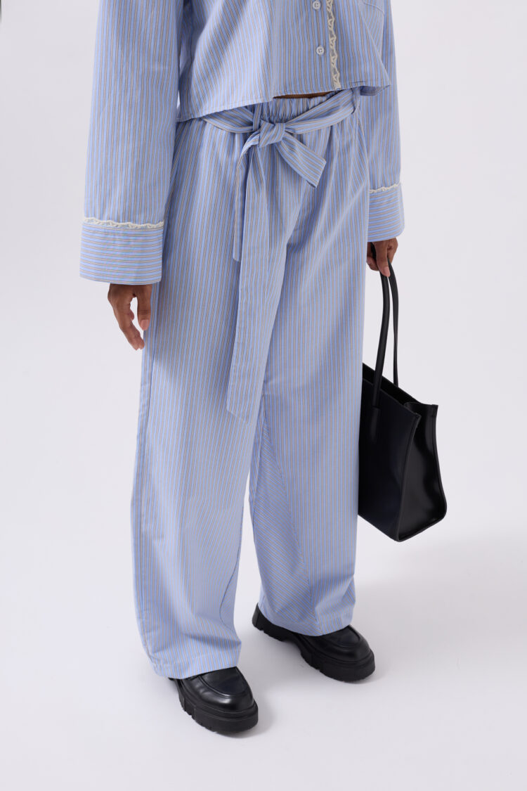 Belt Detail Striped Pants