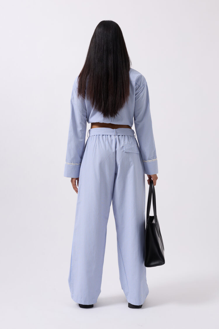 Belt Detail Striped Pants