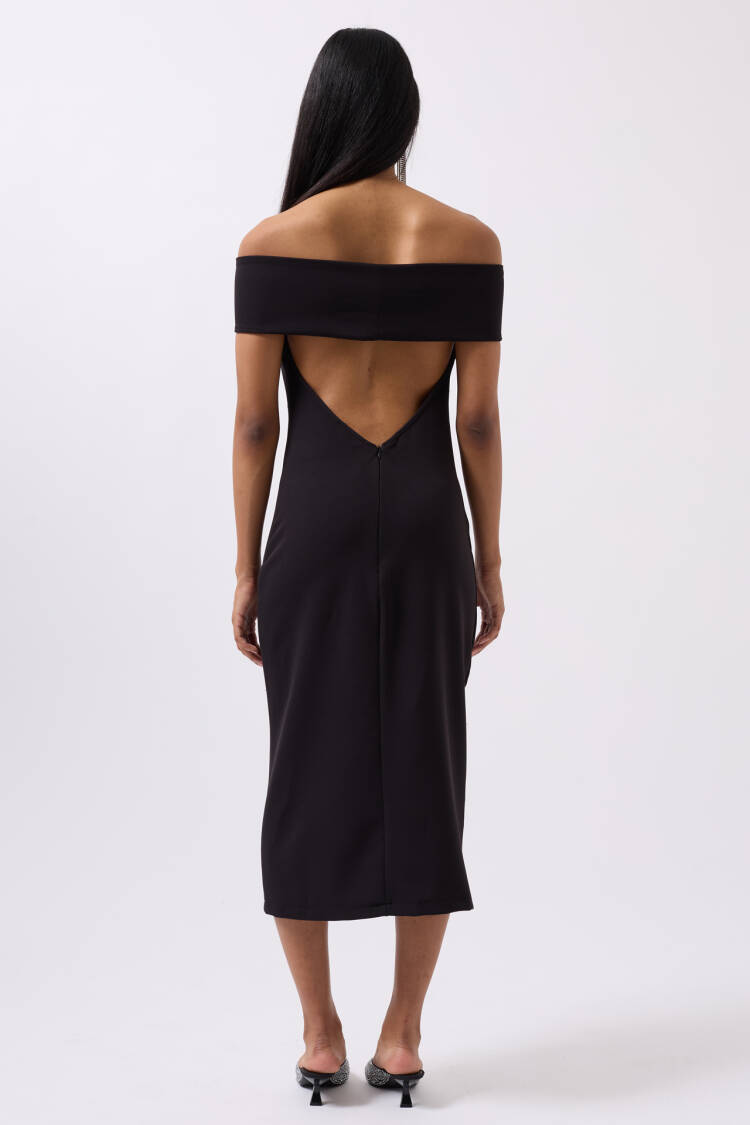 Shoulder Folding Detail Maxi Dress