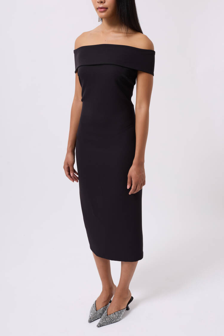 Shoulder Folding Detail Maxi Dress
