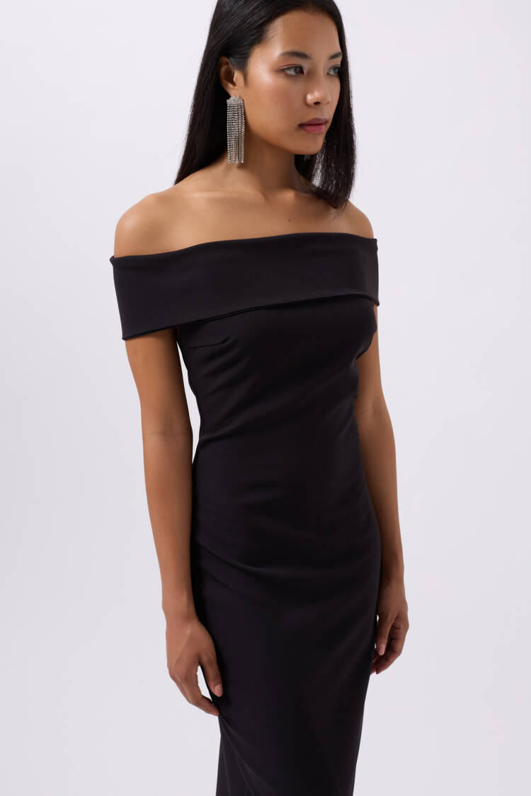 Shoulder Folding Detail Maxi Dress