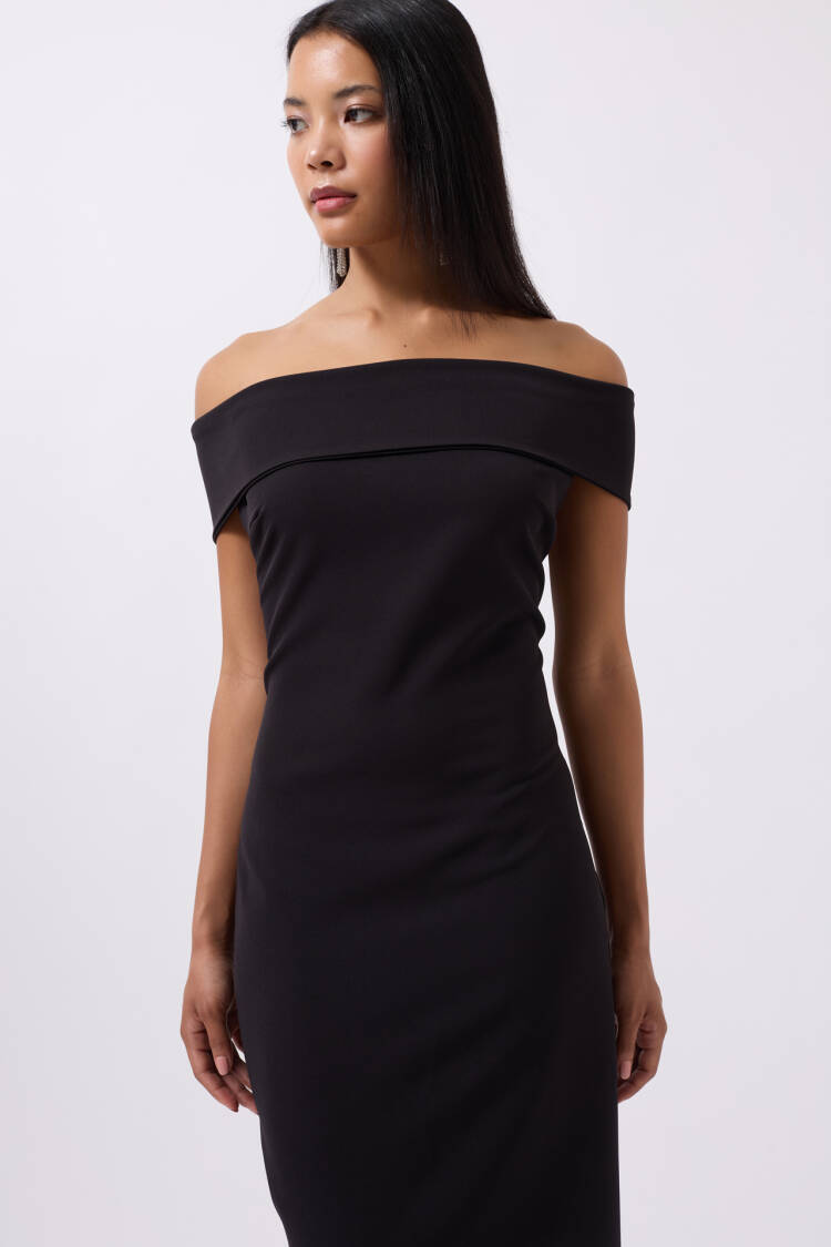 Shoulder Folding Detail Maxi Dress - Brand: Black Fashion - Women's Clothing Wholesale - Globality Store