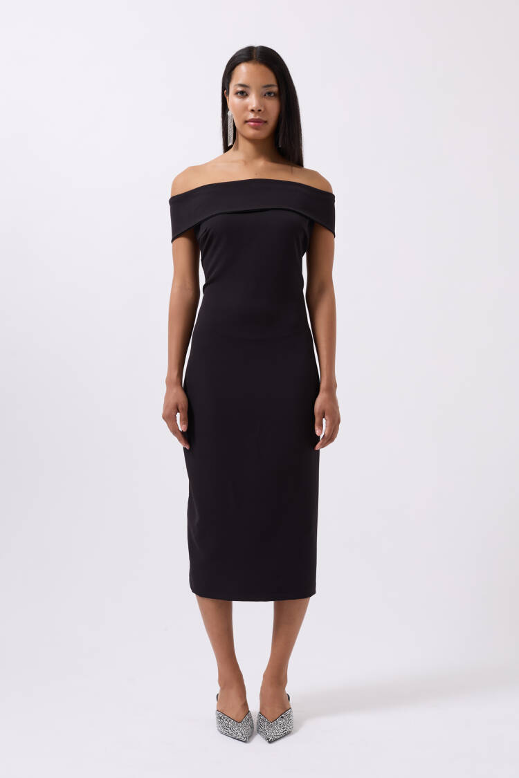Shoulder Folding Detail Maxi Dress