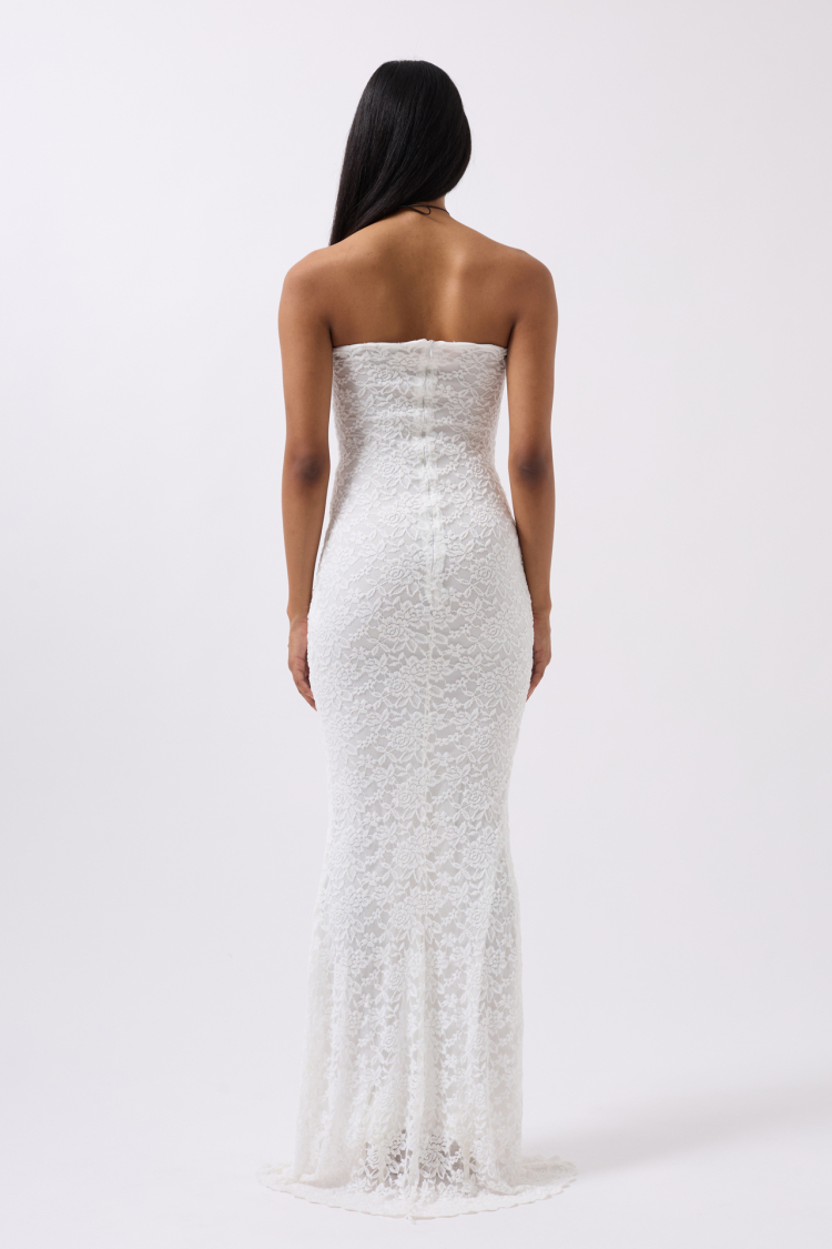 Strapless Lace Maxi Dress